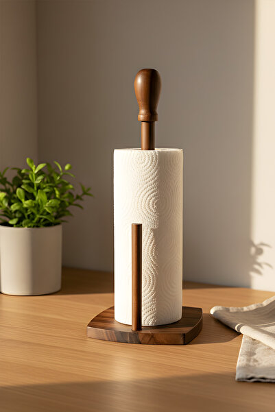 Suo Home Akasya Noir Ahşap Havlu Kağıtlık – Mutfak Tezgah Üstü Rulo Kağıt Tutucu, Dekoratif Mutfak Aksesuarı