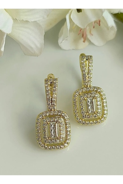 XUPING JEWELRY 14K RENK PIRLANTA MODEL BAGET TAŞLI KÜPE