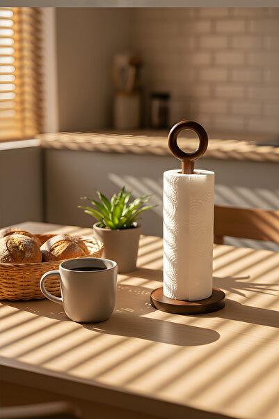 Suo Home Acacia Noir Upright Wood Paper Towel Holder – Countertop Roll Paper Holder, Decorative Kitchen Accessory