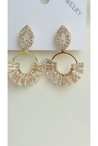 NİSA HOME Kadın Zirkon Taşlı Su Yolu Model Şık Tasarım Küpe | Zarif ve Işıltılı Aksesuar