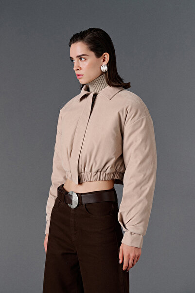 VATKALI Faux Suede Crop Jacket