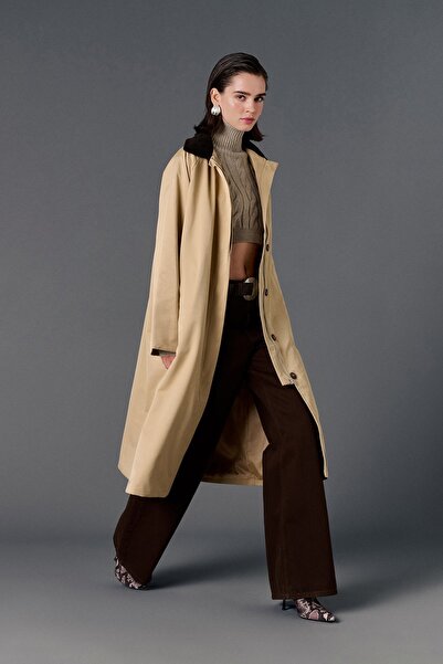 VATKALI Kontrast yakalı oversize trençkot