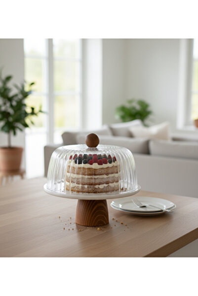 FARALYAHOME حامل كيك من الرخام مقاس 25 سم باللون الأبيض الطبيعي