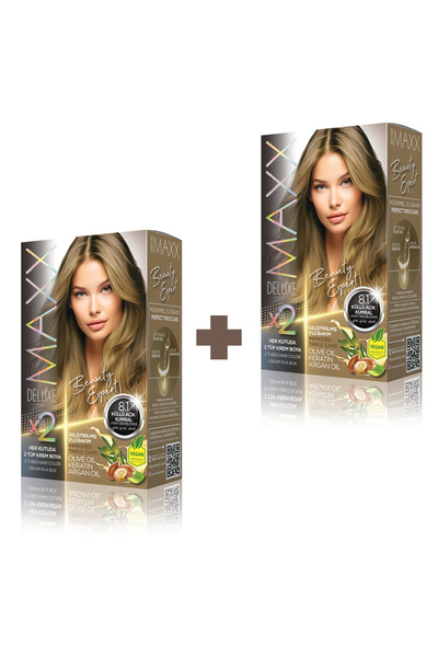 MAXX DELUXE 2'li Beauty Expert Set Saç Boyası 8.1 Küllü Açık Kumral