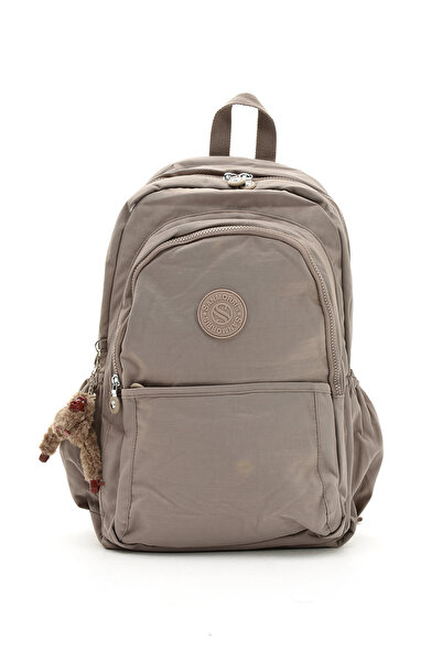 Sanmorris Unisex Water Resistant Crinkle Fabric Multi-Pocket Large Size Sand Colored School and Backpack