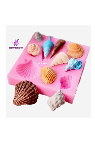 morlalem m 10 Mini Midye Deniz Kabukları 1 Adet Silikon Kalıp K-172, Kokulu T...