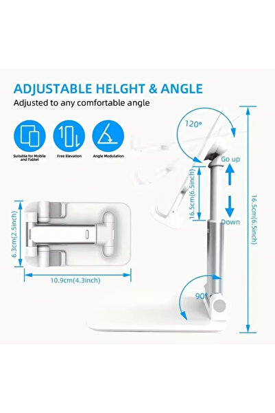 Choice White1 Foldable Phone Holder Stand, Adjustable Desktop Mount for All Phones & Tablets