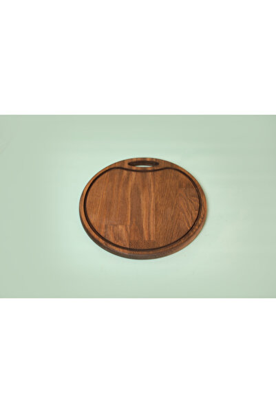 fam wood art Ahşap Yuvarlak Saplı Kesme Tahtası Pizza Tabağı Sunumluk