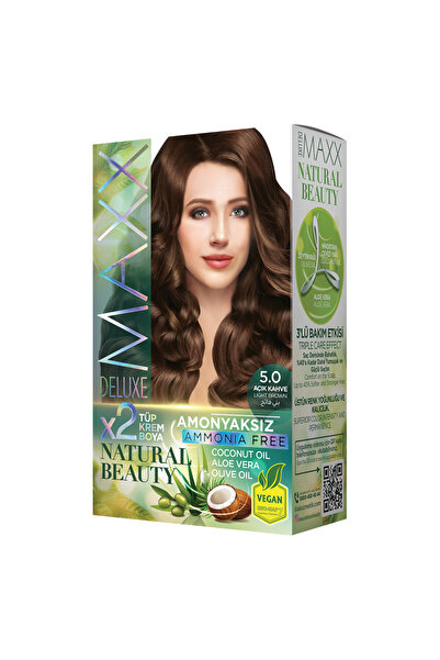MAXX DELUXE Natural Beauty Amonyaksız Set Saç Boyası 5.0 Açık Kahve