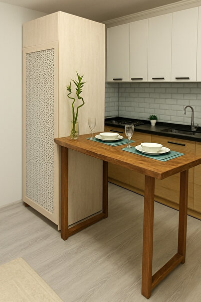 MODERN LİFEE Bar Masası Yüksek Yemek Masası Doğal Ahşap