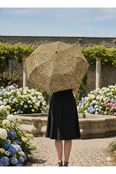 Gabbiano 8 Telli Tam Otomatik Rüzgara Dayanıklı Leopar Desenli Şemsiye