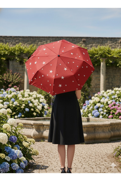Genel Markalar Kırmızı 8 Telli Tam Otomatik Rüzgara Dayanıklı Yıldız Desenli ...