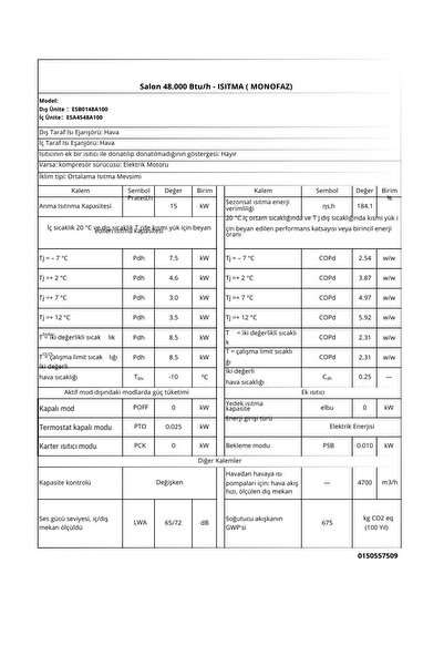 Eca 48.000 Btu/h Monofaze A Sınıfı R410a Inverter Salon Tipi Klima