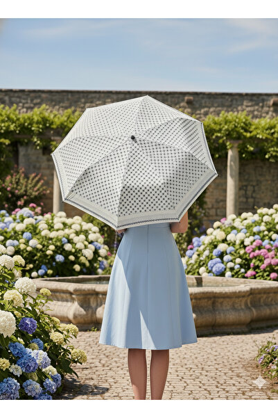 Gabbiano Bej 8 Telli Tam Otomatik Rüzgara Dayanıklı Desenli Şemsiye