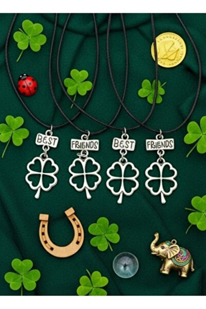 TUNA TAKI & AKSESUAR Dört 4 Yapraklı Yonca 4'lü Arkadaşlık Kolyesi Bff Kolye ...