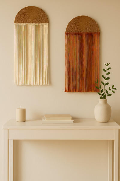 AYBÜK PABUÇ PİNTERST TARZI DOĞAL HASIR İLE BOHEM MAKROME DUVAR SÜSÜ MAKROME D...