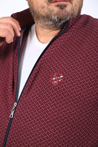 MocGrande Large Size Zippered Cardigan Impact 22716 Bordo