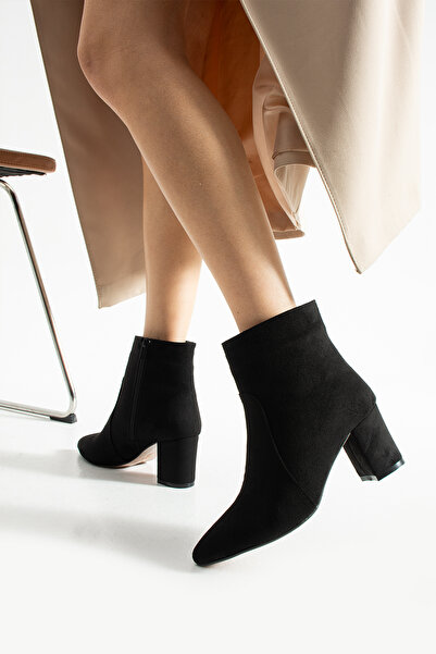 Parıltı Kadın Sivri Burun Kalın Topuklu Bootie