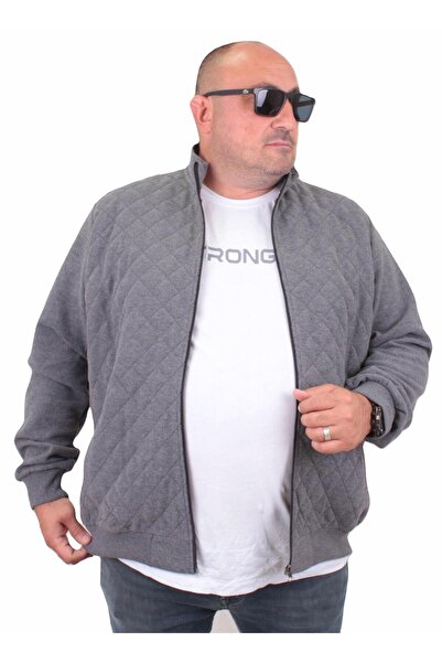 MocGrande Ζακέτα με φερμουάρ μεγάλου μεγέθους Diamond 23281 ANTHRACITE MELANGE