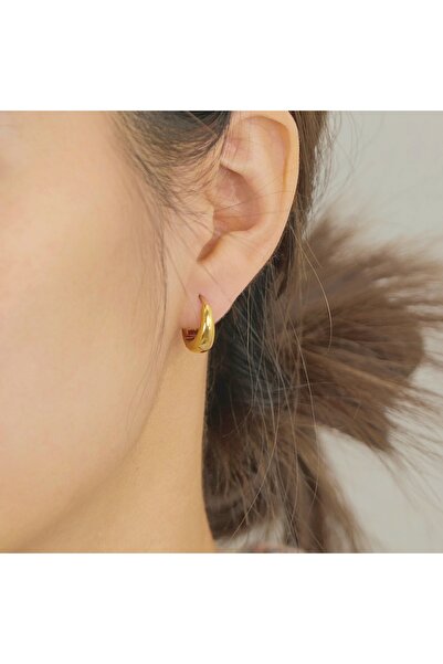 Zivazer Store Kadın çelik kararmaz xuping 14k gold renginde kalın halka küpe