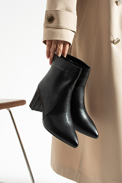 Parıltı Kadın Sivri Burun Kalın Topuklu Bootie