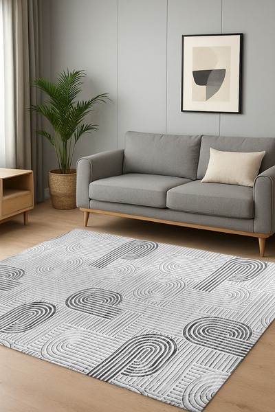 Babil Home Kaymaz Tabanlı Yolluk Kesme Koridor Salon Mutfak Halısı 3048 GRİ