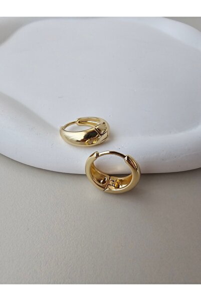 Zivazer Store Kadın çelik kararmaz xuping 14k gold renginde kalın halka küpe