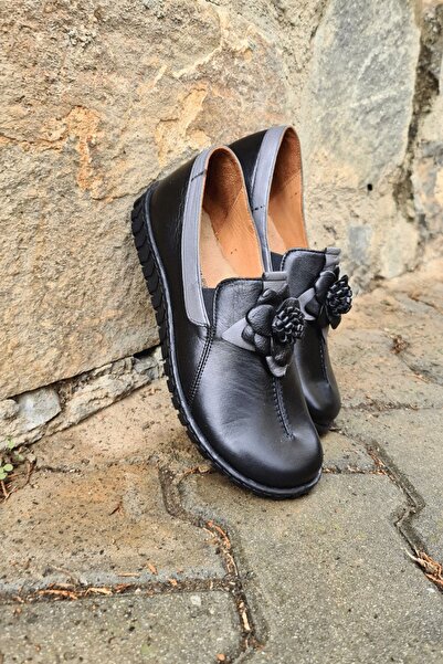 İNZE AYAKKABI Black Gray Leather Casual Shoes Model Name: Baku