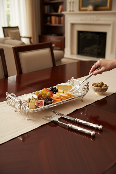 ROY KING مستطيل مقاس 32×15 سم بمقبض فضي