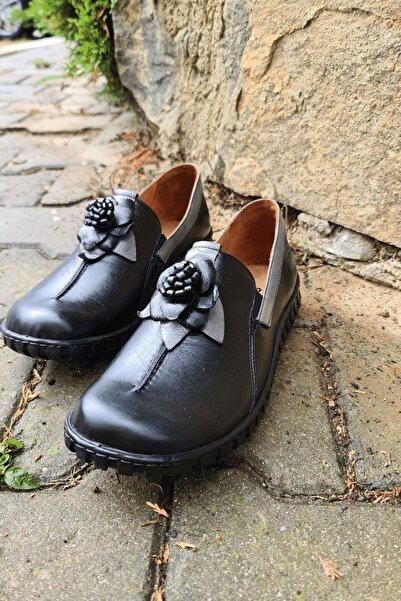 İNZE AYAKKABI Black Gray Leather Casual Shoes Model Name: Baku