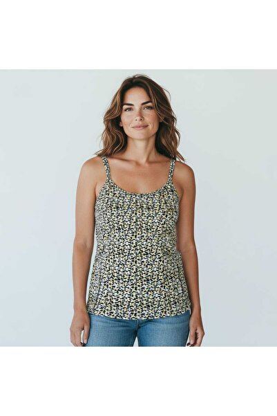 ESTA STORE Colorful Floral Patterned Tank Top with String Straps