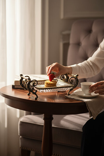 ROY KING KARE 19X19 CM KULPLU SUNUM TABAK ANTİK