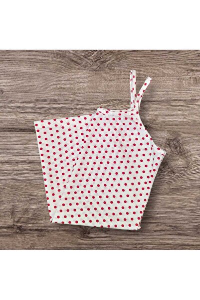 ESTA STORE Red and White Polka Dot Tank Top with String Straps
