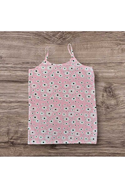 ESTA STORE Pink and White Floral Patterned Tank Top with String Straps