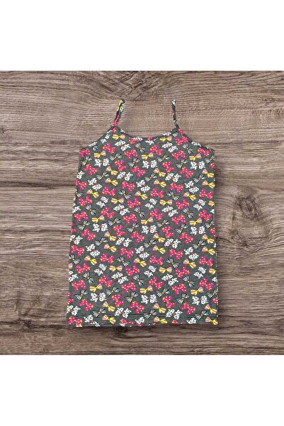 ESTA STORE Red and Gray Ribbon-Patterned Tank Top with Straps