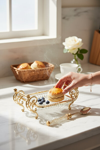 ROY KING KARE 19X19 CM KULPLU SUNUM TABAK GOLD