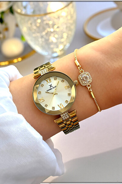 Daniel Klein Kına Düğün Nişan Gelin Altın Rengi %100 Orijinal 2 Yıl Garantili Minimal Kadın Kol Saati Bileklik