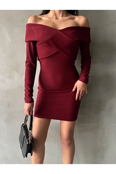 rose tml giyim Women's Madonna Collar Burgundy Dress