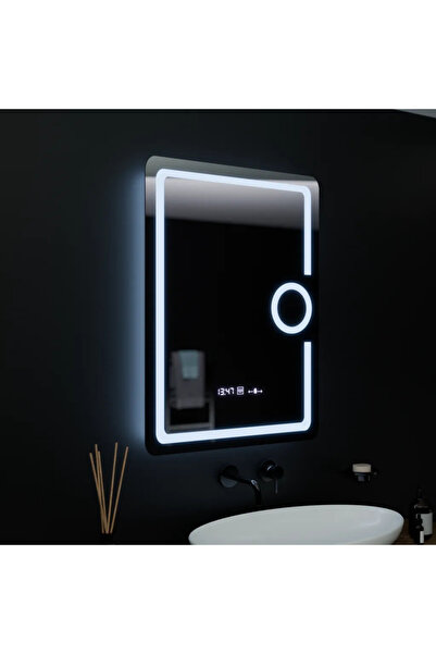 Marcello Oglindă LED dreptunghiulară 60x80 cm Eclat MotionGlow – anti-aburire, ceas, termometru