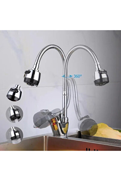 Alessandro DESIGN Glossy Chrome Kitchen Faucet LB003, Flexible Spout, Ceramic Cartridge, Complete Set with Connections