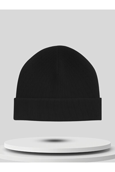 BELTICHA Unisex Siyah 3'Lü Basic Katlamalı Bere