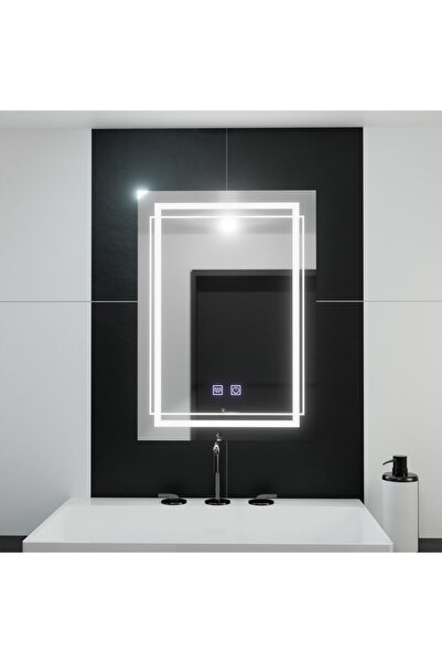 Marcello Funghi Oglindă dreptunghiulară LED 50x70 cm cu ecran tactil, sistem anti-aburire și iluminare reglabilă