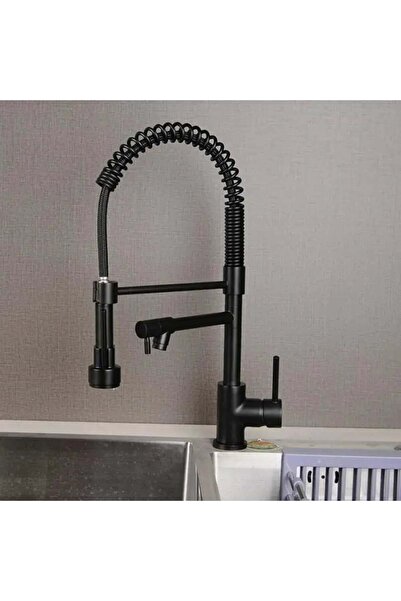 KORMAN TECHNIK Baterie de bucătărie cu duș extractibil, oțel inoxidabil și alamă, negru, YD/202