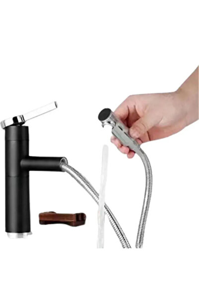 KORMAN TECHNIK Baterie Lavoar cu duș extractibil, alamă sanitară, negru, WZX/2022