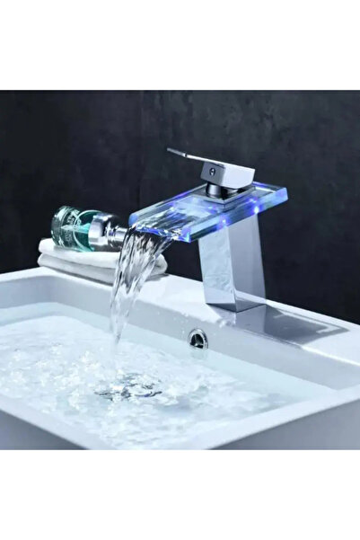 KORMAN TECHNIK Basin mixer, alloy and glass, chrome, color depending on water temperature