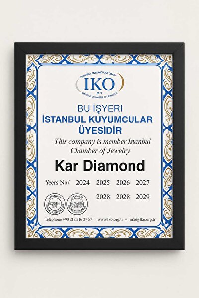 KAR DİAMOND 925 Ayar Gümüş Altın Kaplama Kişiye Özel isimlik Kolye - Sertifikalı Işıklı Kutu Hediye