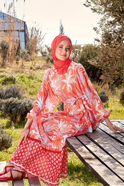 Alvina Patterned Belted Dress - Model 44578