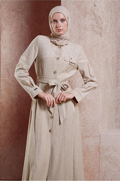 Alvina Belted Striped Buttoned Glitter 10589