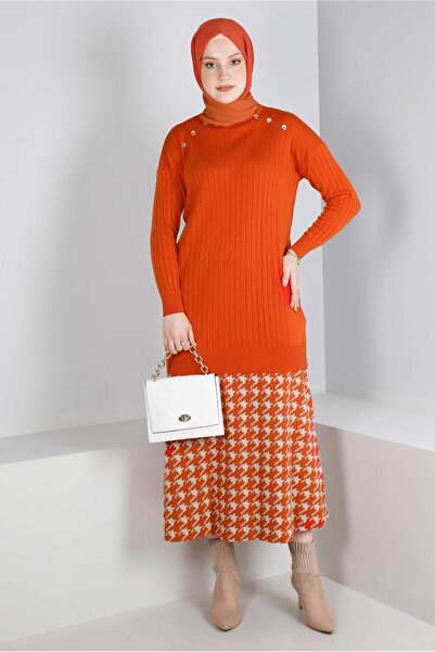 Alvina Tricotaj Fustă clopot cu model picior de gală - 60320