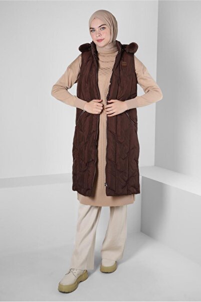 Alvina 90419 Model Hooded Puffer Vest